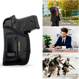 IWB Gun Holster by Houston | ECO Leather Concealment Inside | The Waistband with Metal Clip | Fits: Glock 42 / 43 / 43X, SIG P365 / P938, Kahr PM9 40 / 45 Kel-Tec PF9 / P11 W / COMPACT LASER