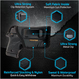 IWB Gun Holster by Houston | ECO Leather Concealment Inside | The Waistband with Metal Clip | Fits: Glock 42 / 43 / 43X, SIG P365 / P938, Kahr PM9 40 / 45 Kel-Tec PF9 / P11 W / COMPACT LASER