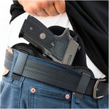Tactical Pancake Gun Holster Houston - ECO Leather Concealed Carry | Suede Interior for Protection | IWB | Right Hand | Fit: Glock 19 17 20 21 22 23 | Beretta 92 FS, PX4, XDM, HK USP, MP with Laser