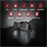 Tactical Pancake Gun Holster Houston - ECO Leather Concealed Carry | Suede Interior for Protection | IWB | Right Hand | Fit: Glock 19 17 20 21 22 23 | Beretta 92 FS, PX4, XDM, HK USP, MP with Laser