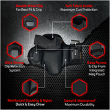 Tactical Pancake Gun Holster Houston - ECO Leather Concealed Carry Soft Material | Suede Interior for Protection | IWB | with Mag Pouch | Fit: Glock 19 23 32 26 27 33 30 | M&P Shield, Taurus PT111