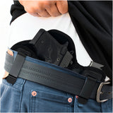 Tactical Pancake Gun Holster Houston - ECO Leather Concealed Carry Soft Material | Suede Interior for Protection | IWB | with Mag Pouch | Fits: Glock 42 43 | Kahr 9mm .40 .45 | Bersa .380 | Ruger LC9