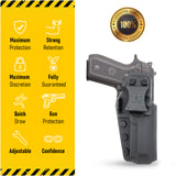 Kydex IWB Black Gun Holster | Inside The Waistband Guns Holsters for Concealed Carry | Reinforced Case Clip for Strong Retention | Kydex Holster HQ for Fast Access | Fits for Beretta 92 / Taurus 92