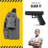 Concealed Carry Iwb Kydex Holster - by Houston | Lined Inside for Strong Retention and Protection | Reinforced Plastic Clip | Lightweight | Glock 17