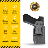 Concealed Carry Iwb Kydex Holster - by Houston | Lined Inside for Strong Retention and Protection | Reinforced Plastic Clip | Lightweight | Glock 17