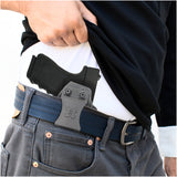 Concealed Carry Iwb Kydex Holster - by Houston | Lined Inside for Strong Retention and Maximum Protection | Reinforced Plastic Clip | Black Color | Lightweight Durable | for Glock 19 (Gen 1 - 5)