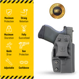 Concealed Carry Iwb Kydex Holster - by Houston | Lined Inside for Strong Retention and Protection | Reinforced Plastic Clip | Lightweight | Black | Glock 43