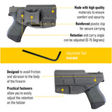 Concealed Carry Iwb Kydex Holster - by Houston | Lined Inside for Strong Retention and Protection | Reinforced Plastic Clip | Lightweight | Black | Glock 43
