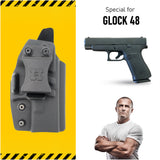 Concealed Carry Iwb Kydex Holster - by Houston | Lined Inside for Strong Retention and Maximum Protection | Reinforced Plastic Clip | Lightweight Durable | for Glock 48