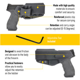 Kydex IWB Black Gun Holster | Inside The Waistband Guns Holsters for Concealed Carry | Reinforced Case Clip for Strong Retention | Kydex Holster HQ for Fast Access | Fits for SAR 9 9mm