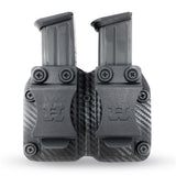 Double Kydex Magazine Pouch Case by Houston | Gun Holsters Concealment Tactical | Multi Use Holster Belt Loop for Pistol | Double Mag Case Pouch | Fits Double Mag Double Stack Glock 9/40