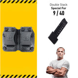 Double Kydex Magazine Pouch Case by Houston | Gun Holsters Concealment Tactical | Multi Use Holster Belt Loop for Pistol | Double Mag Case Pouch | Fits Double Mag Double Stack Glock 9/40
