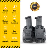 Double Kydex Magazine Pouch Case by Houston | Gun Holsters Concealment Tactical | Multi Use Holster Belt Loop for Pistol | Double Mag Case Pouch | Fits Double Mag Double Stack Glock 9/40