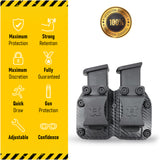 Houston Gun Holsters Double Kydex Magazine Pouch Case Concealment Tactical | Multi Use Holster Belt Loop for Pistol | Double Mag Case Pouch | Fits Double Mag Double Stack Glock .45