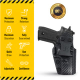 Concealed Carry Iwb Kydex Holster - by Houston | Lined Inside for Strong Retention and Maximum Protection | Reinforced Plastic Clip | Carbon Fiber | Lightweight Durable | for SIG P228 / 229