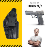 Concealed Carry Iwb Kydex Holster - by Houston | Lined Inside for Strong Retention and Maximum Protection | Reinforced Plastic Clip | Carbon Fiber | Lightweight Durable | for Taurus 24/7 9mm
