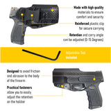 Concealed Carry Iwb Kydex Holster - by Houston | Lined Inside for Strong Retention and Maximum Protection | Reinforced Plastic Clip | Carbon Fiber | Lightweight Durable | for Taurus 24/7 9mm