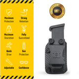 IWB OWB Kydex Magazine Pouch Case by Houston | Gun Holsters Concealment Tactical | Multi Use Holster Belt Loop for Pistol | Inside The Waistband Case Pouch | Fits Single Mag Double Stack 43 / 43X 9 mm