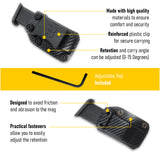 IWB OWB Kydex Magazine Pouch Case by Houston | Gun Holsters Concealment Tactical | Multi Use Holster Belt Loop for Pistol | Inside The Waistband Case Pouch | Fits Single Mag Double Stack 43 / 43X 9 mm