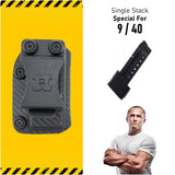 IWB OWB Kydex Magazine Pouch Case by Houston | Gun Holsters Concealment Tactical | Multi Use Holster Belt Loop for Pistol | Inside The Waistband Case Pouch | Fits Double Stack Glock 9/40