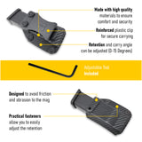 IWB OWB Kydex Magazine Pouch Case by Houston | Gun Holsters Concealment Tactical | Multi Use Holster Belt Loop for Pistol | Inside The Waistband Case Pouch | Fits Single Mag Double Stack .45