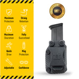 IWB OWB Kydex Magazine Pouch Case by Houston | Gun Holsters Concealment Tactical | Multi Use Holster Belt Loop for Pistol | Inside The Waistband Case Pouch | Fits Single Mag Double Stack .45