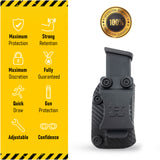 IWB OWB Kydex Magazine Pouch Case by Houston | Gun Holsters Concealment Tactical  | Multi Use Holster Belt Loop for Pistol | Inside The Waistband Case Pouch | Fits Single Stack Glock 9/40