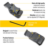 IWB OWB Kydex Magazine Pouch Case by Houston | Gun Holsters Concealment Tactical  | Multi Use Holster Belt Loop for Pistol | Inside The Waistband Case Pouch | Fits Single Stack Glock 9/40