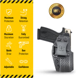 Concealed Carry Iwb Kydex Holster - by Houston | Lined Inside for Strong Retention and Maximum Protection | Reinforced Plastic Clip | Carbon Fiber | Lightweight Durable | for BERSA BP9cc