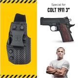 Concealed Carry Iwb Kydex Holster - by Houston | Lined Inside for Strong Retention and Protection | Reinforced Plastic Clip | Lightweight | Fits 1911 3"