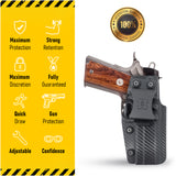Concealed Carry Iwb Kydex Holster - by Houston | Lined Inside for Strong Retention and Protection | Reinforced Plastic Clip | Lightweight | Fits 1911 4"