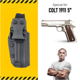 Concealed Carry Iwb Kydex Holster - by Houston | Lined Inside for Strong Retention and Protection | Reinforced Plastic Clip | Lightweight | Fits 1911 5"