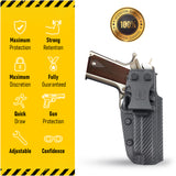 Concealed Carry Iwb Kydex Holster - by Houston | Lined Inside for Strong Retention and Protection | Reinforced Plastic Clip | Lightweight | Fits 1911 5"
