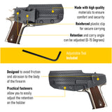 Concealed Carry Iwb Kydex Holster - by Houston | Lined Inside for Strong Retention and Protection | Reinforced Plastic Clip | Lightweight | Fits 1911 5"