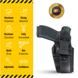 Concealed Carry Iwb Kydex Holster - by Houston | Lined Inside for Strong Retention and Maximum Protection | Reinforced Plastic Clip | Carbon Fiber | Lightweight Durable | for CANIK TP9 SA 9mm