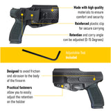 Concealed Carry Iwb Kydex Holster - by Houston | Lined Inside for Strong Retention and Maximum Protection | Reinforced Plastic Clip | Carbon Fiber | Lightweight Durable | for CANIK TP9 SA 9mm