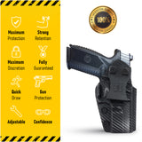 Concealed Carry Iwb Kydex Holster - by Houston | Lined Inside for Strong Retention and Maximum Protection | Reinforced Plastic Clip | Carbon Fiber | Lightweight Durable | for FN 509 9mm