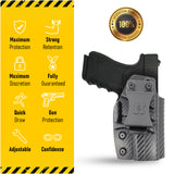 Concealed Carry Iwb Kydex Holster - by Houston | Lined Inside for Strong Retention and Protection | Reinforced Plastic Clip | Lightweight | Carbon Fiber | Glock 19