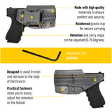 Concealed Carry Iwb Kydex Holster - by Houston | Lined Inside for Strong Retention and Protection | Reinforced Plastic Clip | Lightweight | Carbon Fiber | Glock 19