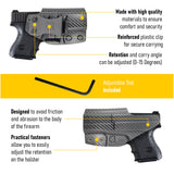 Concealed Carry Iwb Kydex Holster - by Houston | Lined Inside for Strong Retention and Maximum Protection | Reinforced Plastic Clip | Black Color | Lightweight Durable | for Glock 26