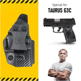 Concealed Carry Iwb Kydex Holster - by Houston | Lined Inside for Strong Retention and Maximum Protection | Reinforced Plastic Clip | Carbon Fiber | Lightweight Durable | for Taurus PT111 G3c