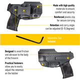 Concealed Carry Iwb Kydex Holster - by Houston | Lined Inside for Strong Retention and Maximum Protection | Reinforced Plastic Clip | Carbon Fiber | Lightweight Durable | for Taurus PT111 G3c
