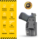 Concealed Carry Iwb Kydex Holster - by Houston | Lined Inside for Strong Retention and Protection | Reinforced Plastic Clip | Lightweight | Carbon Fiber | Glock 43