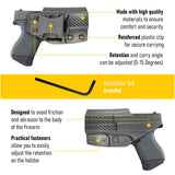 Concealed Carry Iwb Kydex Holster - by Houston | Lined Inside for Strong Retention and Protection | Reinforced Plastic Clip | Lightweight | Carbon Fiber | Glock 43
