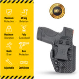 Concealed Carry Iwb Kydex Holster - by Houston | Lined Inside for Strong Retention and Protection | Reinforced Plastic Clip | Lightweight | Fits S&W M&P Shield 9mm .40 Cal