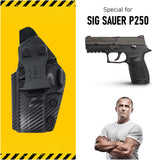 Concealed Carry Iwb Kydex Holster - by Houston | Lined Inside for Strong Retention and Maximum Protection | Reinforced Plastic Clip | Carbon Fiber | Lightweight Durable | for SIG P250
