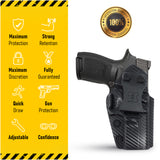 Concealed Carry Iwb Kydex Holster - by Houston | Lined Inside for Strong Retention and Maximum Protection | Reinforced Plastic Clip | Carbon Fiber | Lightweight Durable | for SIG P250