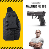 Concealed Carry Iwb Kydex Holster - by Houston | Lined Inside for Strong Retention and Maximum Protection | Reinforced Plastic Clip | Carbon Fiber | Lightweight Durable | for Walther PK 380