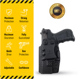Concealed Carry Iwb Kydex Holster - by Houston | Lined Inside for Strong Retention and Maximum Protection | Reinforced Plastic Clip | Carbon Fiber | Lightweight Durable | for Walther PK 380