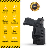Concealed Carry Iwb Kydex Holster - by Houston | Lined Inside for Strong Retention and Maximum Protection | Reinforced Plastic Clip | Carbon Fiber | Lightweight Durable | for Walther PK 380